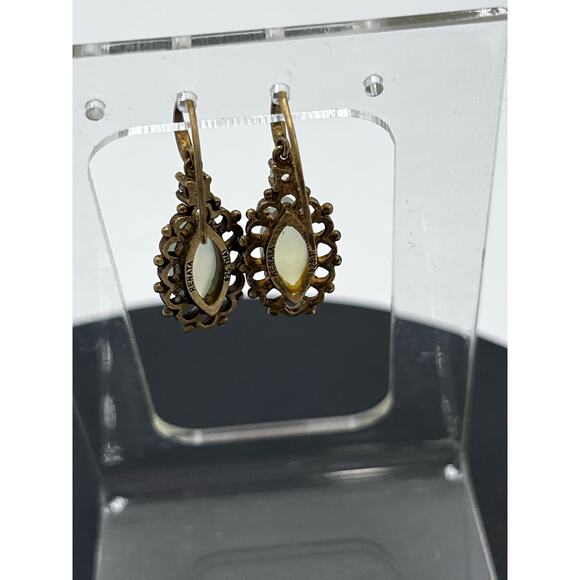 Renata 925 Thai Vermeil Opalite CZ Dangle Drop Earrings 4.5g - Picture 5 of 8